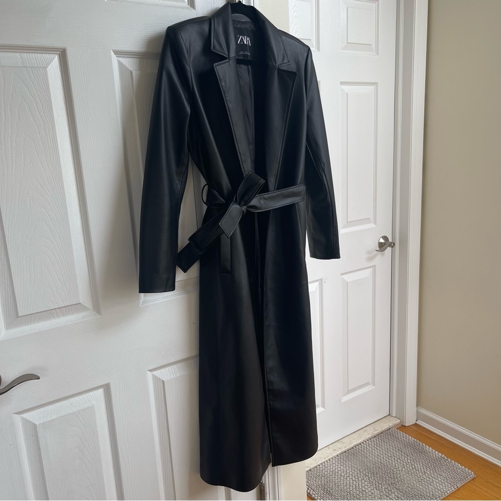 Zara Faux Leather Trench Coat